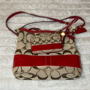 Coach Red and Tan Crossbody Bag